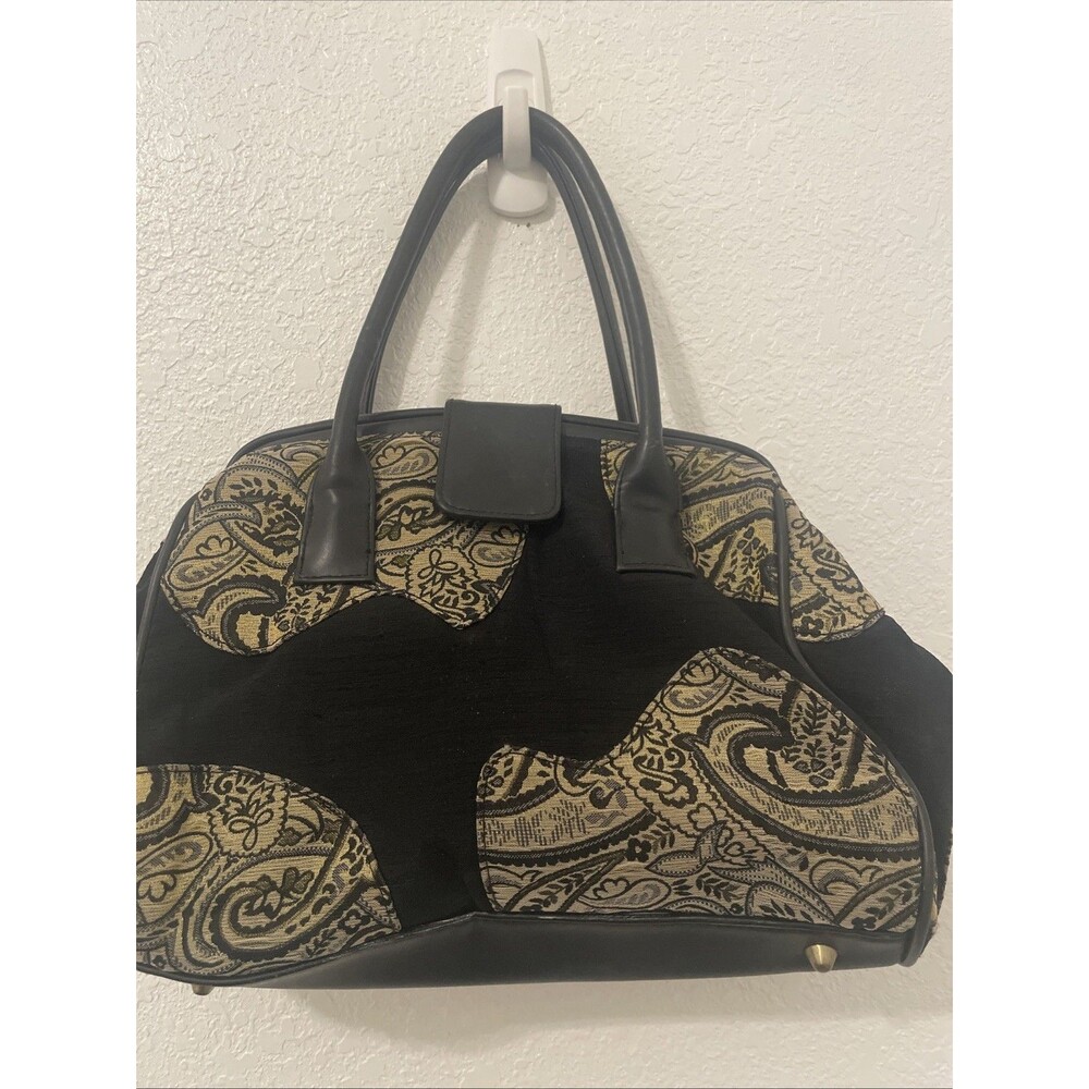 Vtg 90s Paradox Satchel Brocade Handbag Unique Design Classic Bag